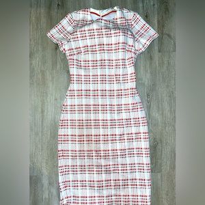 HUGO Dress Cream Plaid Size 6